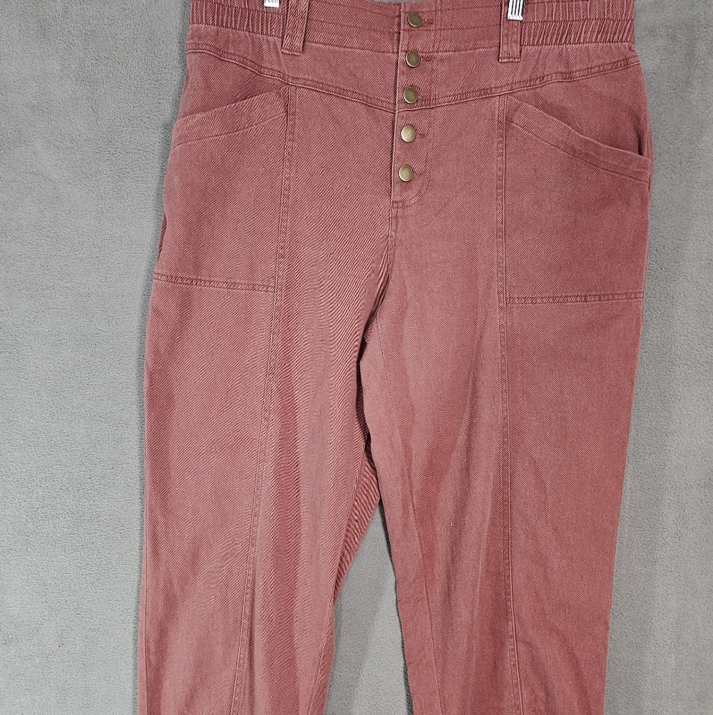 Knox Rose Womens XL High-Rise Button Fly Jeans Burgundy Boho